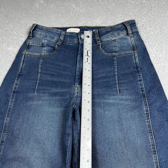 Pilcro Jeans Womens Size 27 Blue Wide Leg Cropped Barrel Denim High Rise Denim - Picture 6 of 14